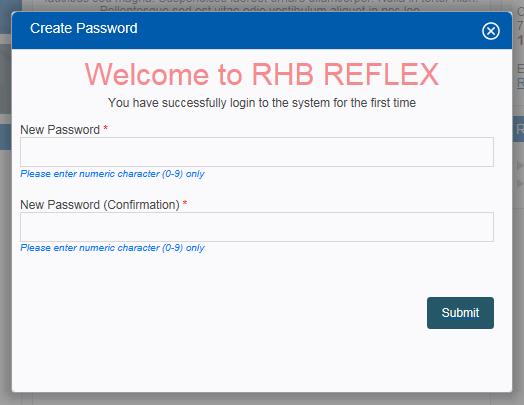 2. Accessing Reflex 5. After clicking button, an OTP light box will appear. 2.3 Login to Reflex 6. Secure OTP PIN will be sent via SMS to the registered mobile phone number.