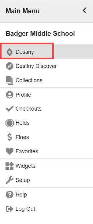Library Manager Direct Access to Destiny from Destiny Discover and Collections Feature Description When you log in to Destiny Discover or Collections by Destiny, you can now directly access Destiny