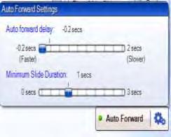Auto Forward - Enabling the Auto Forward setting (green light) allows you to playback presentations continuously, without needing to click a mouse button or press the spacebar to proceed to the next