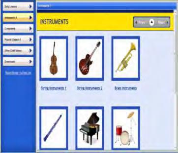 Instruments This is video library of all instruments included in your Knowledge lessons, organized by instrument type.