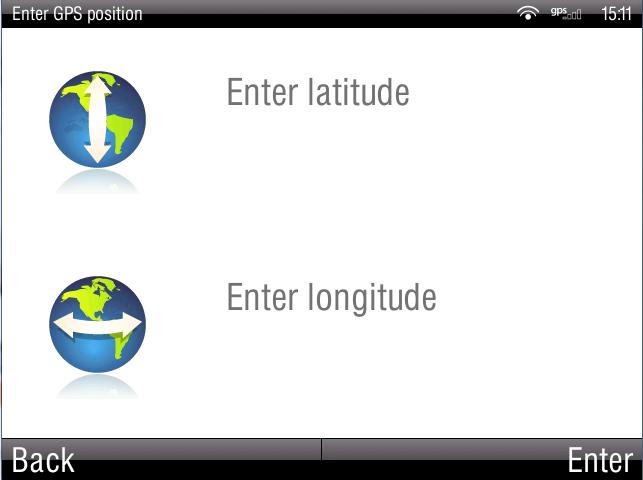 Enter the values for latitude and longitude and tap