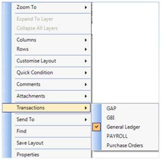 You can navigate through multiple transactions or bring up the Transactions window by right-clicking on the last