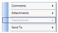 If the transactions option in the menu appear greyed-out (see example below), you may need to navigate to the