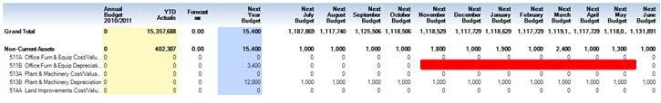 Phasing allocates the total next year budget for that budget item according to you distribution choices.