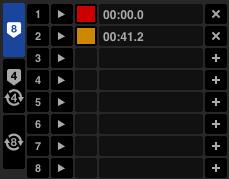 Cue Points You are able to have up to 8 Cue Points per track in Serato DJ. You can choose whether you have 4 Cue Points (and 4 loops) showing on screen, or 8 Cue Points.