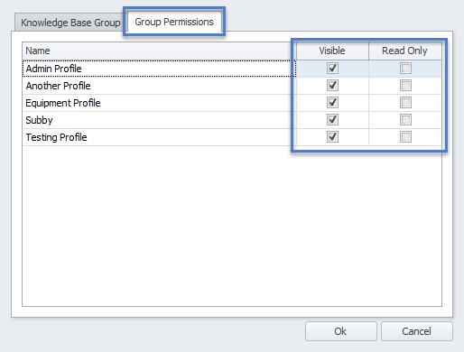 11 Knowledge Base Permissions Permissions for a Knowledge Base are set initially against the Groups. Click on Group Permissions on the Knowledge Base set up screen and update the permissions.