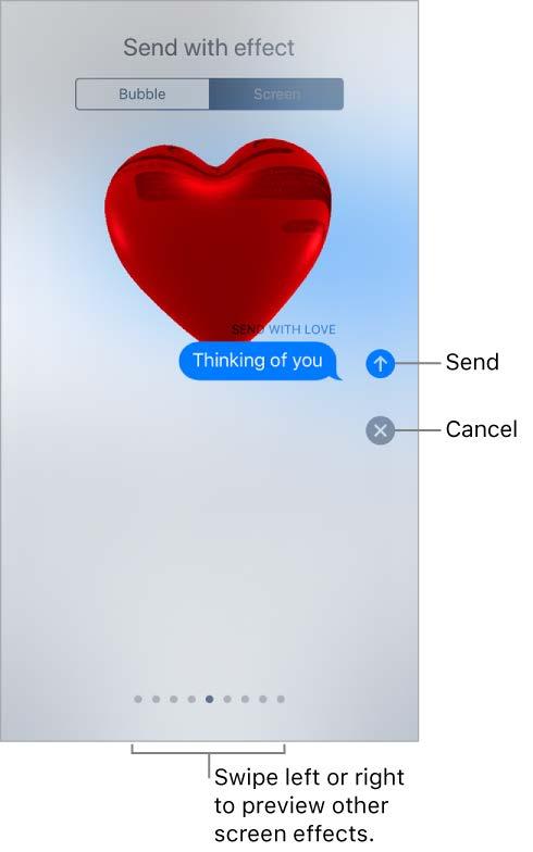Use a full-screen effect. After you type a message, press (touch and hold on devices without 3D Touch), then tap Screen.