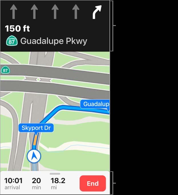 View turn-by-turn or stop-by-stop directions for a walk or transit route. Find a route, tap Go, then swipe each instruction left.