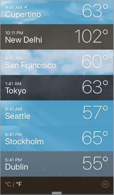 Add a city. Tap, then tap. Enter a city or zip code, then tap Search. See the weather in another city. Swipe left or right to see weather for another city, or tap, then choose a city from the list.