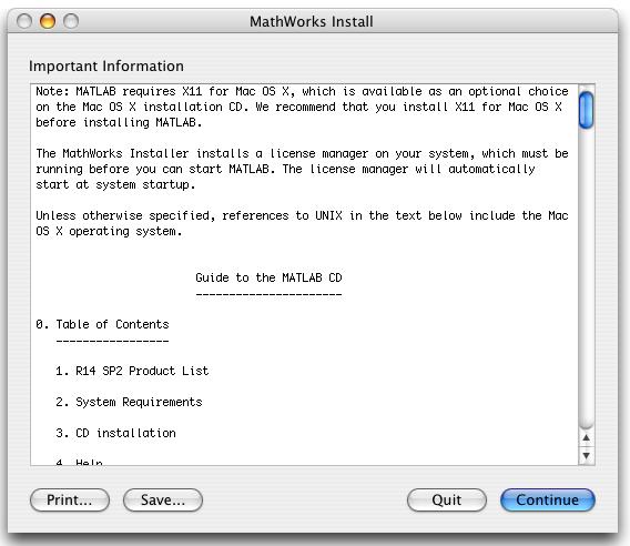 1 Installing and Starting MATLAB 5 If you did not previously install X11 for Mac OS X, you will see this message.