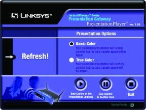 The next screen, shown in Figure 4-8, allows you to select your Presentation Options. Basic Color allows faster speed with less color, while True Color gives you more color at a slower speed.