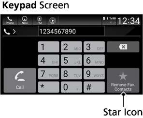 3. Select the star icon. A notification appears on the screen if the Favorite Contact is successfully stored.