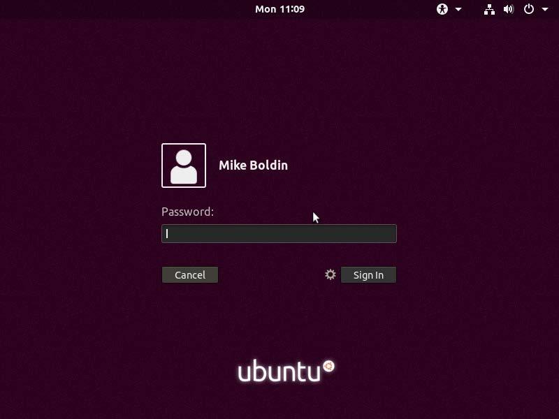 Ubuntu Login Type in your password (it will not be