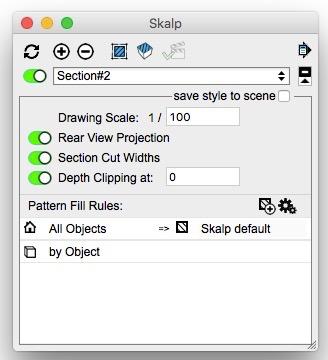 Major new features 1. SketchUp 2017 compatibel 2. Rear View hidden line projection, dashed lines 3. Section Cut widths 4. Fully automated Skalp Hidden Line Mode 5.