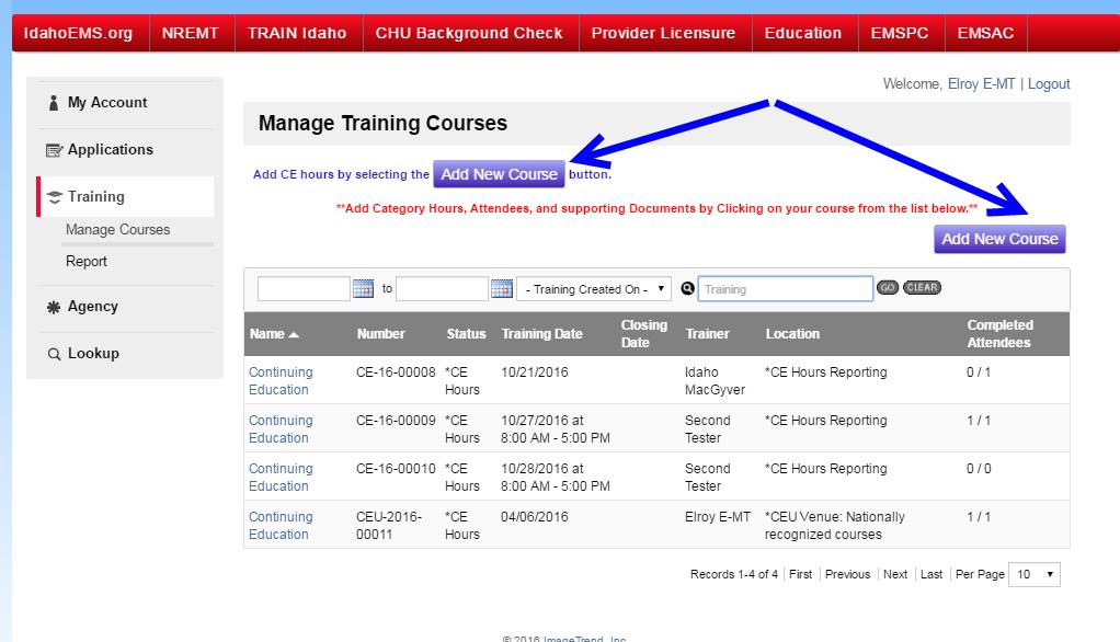 Personnel: Add CE Hours Training Manage Courses Education Program