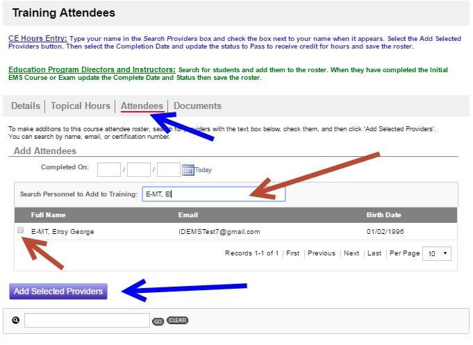 Select the Attendees Tab Search for your name and check