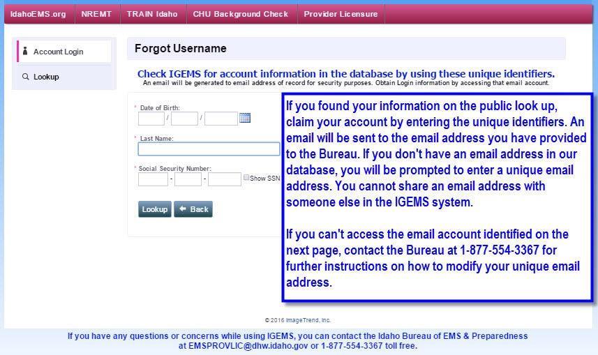 Claim Your Account Forgot Username/Password NOTE: If you click the Forgot Username or Forgot
