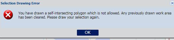 Selection Drawing Error The map will not accept a self-intersecting polygon.