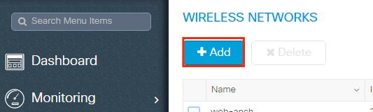 1. Create the WLAN Navigate to Configuration > Wireless > WLANs > +