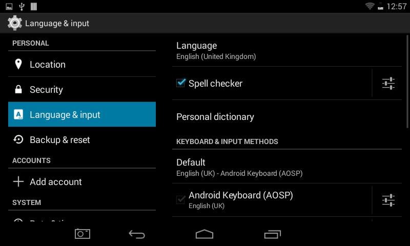 4. Basic Setup 4.1 Changing Operating Language Press the icon in the top right of the screen to open the App drawer. Select the Settings option to open the Android settings menu.