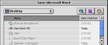 A Save dialog box in Microsoft Word. Note that there may be some variations among Save dialog boxes from one application to another, but their basic functionality is always the same.