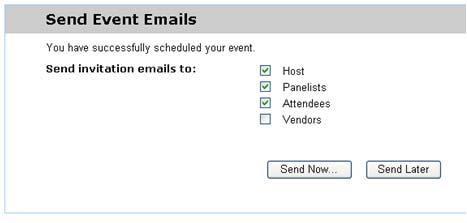 The WebEx automated email system will send selected email messages at times you specify.