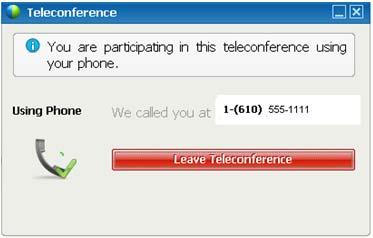 A future release of WebEx will allow the text within the Join Teleconference window to be customized. Note: The Host/Leader will not be prompted to press *1.