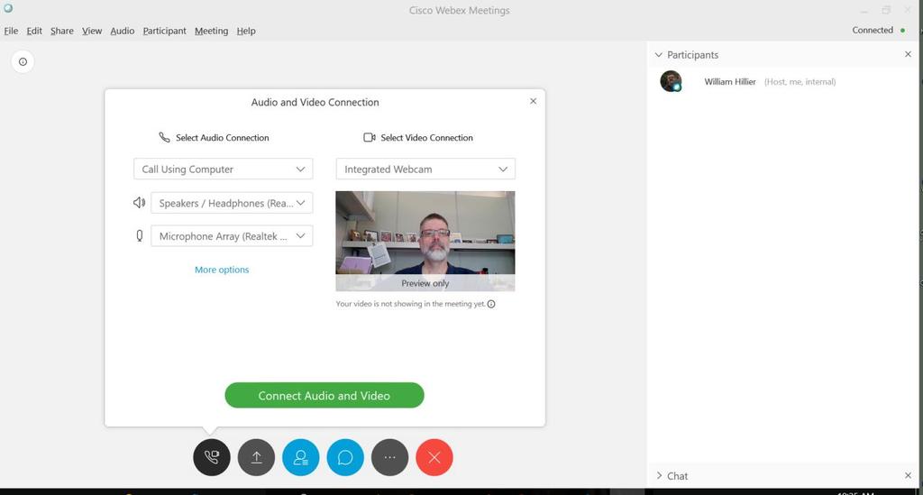 WebEx Audio With WebEx, there are two options for audio: connecting via phone (every web conference created in WebEx has a phone number associated with it) or your