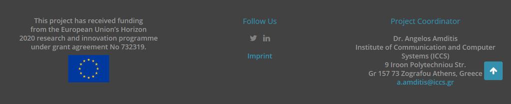 CONTACT US The lower navigation menu comprises the following pages: Imprint Follow us (links to social media) Contact information The upper menu remains visible on