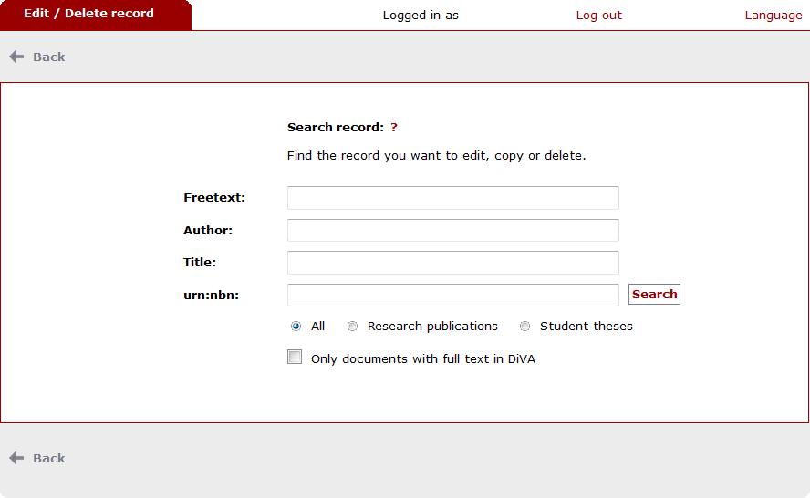 Publications with full text or other attachments, doctoral/licentiate theses and student theses may only be edited or deleted by administrators.