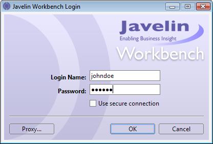 LESSON 1 - CREATING A FEEDBACK FORM Javelin Workbench Login Javelin Workbench may be launched through a standard web browser using the provided URL.