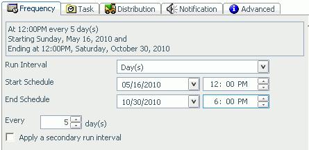 1. Using Report Broker The Daily Run Interval The Day(s) option in the Run Interval drop-down list, sets the schedule to run every n days.