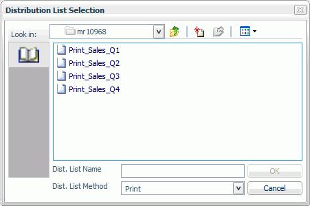 Creating a Report Broker Schedule Distribution List. The report will be sent to all printers in the selected Distribution List.