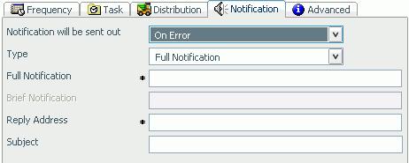 1. Using Report Broker Setting On Error and Always Notification When you select the On Error or Always notification option, additional options become available, as shown in the following image.