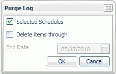 1. Using Report Broker Purge log file information for specific schedules. Select one or more schedules and then click Purge.
