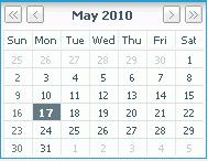 Maintaining a Schedule A calendar window opens, as shown in the following image. Select the month and year of the End Date using forward and back arrows, and a day by clicking a day on the calendar.
