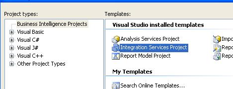 of type Integration Services Open Visual Studio and create a new Business