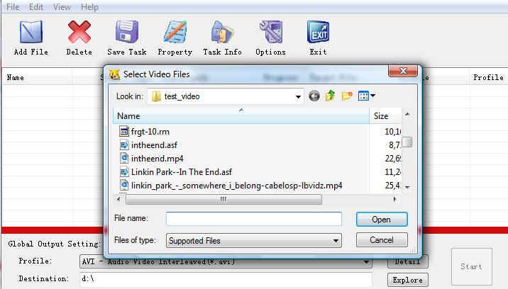 Getting start Converting a video file 1. Select the files to be converted; There's three ways to add file i. Menu "File" -> "Add file" ii. Toolbar button "Add File" iii.