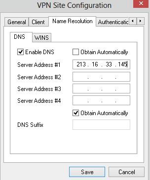 Step 6. (Optional) To get the suffix of the DNS server automatically, check the Obtain Automatically check box.