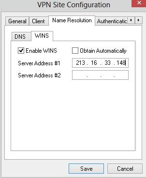 Step 12. Enter the address of the WINS server in the Server Address #1 field. If there are other DNS servers, enter the address of those servers in the remaining Server Address fields. Step 13.