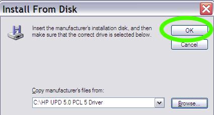 26. Install from Disk OK 27. Select Printer from list 28.