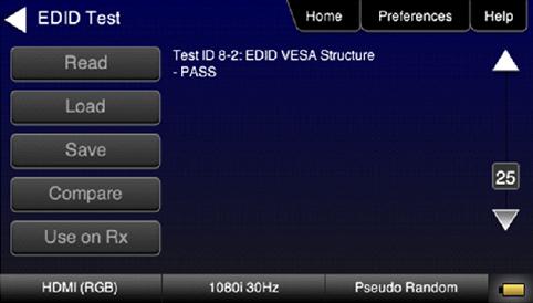 EDID Sink Testing Run an EDID functional test on an HDMI HDTV