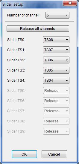 (4) Touch interface definition Self-capacitance Slider setup Slider setup is started by selecting [Setup] in Context menu of Slider and setup Slider TS considering the Slider.