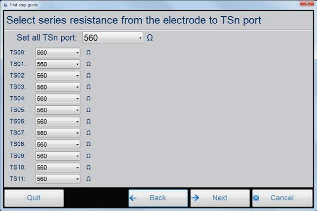 2.2.12 Resistance from the electrode to TS definition This page is for setting resistance values of the electrode to TS.