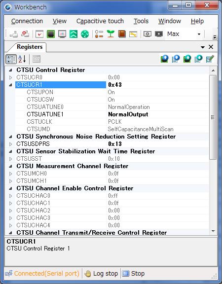 2.3.9 Registers Registers can read and edit CTSU registers. Figure 2-66 Registers Reads CTSU registers from target board. Reads CTSU registers from parameter file.