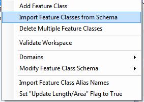 Imprt Feature Classes frm Schema The Imprt Feature Classes frm Schema tl prvides a quick way t cnfigure Lucity t wrk with specific pre-cnfigured gedatabases.