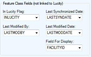 Feature Class Fields (Nt linked t Lucity) In Lucity Flag Field- This field is cntrlled by Lucity t indicate t users whether r nt each recrd in the feature class has been synchrnized with Lucity.