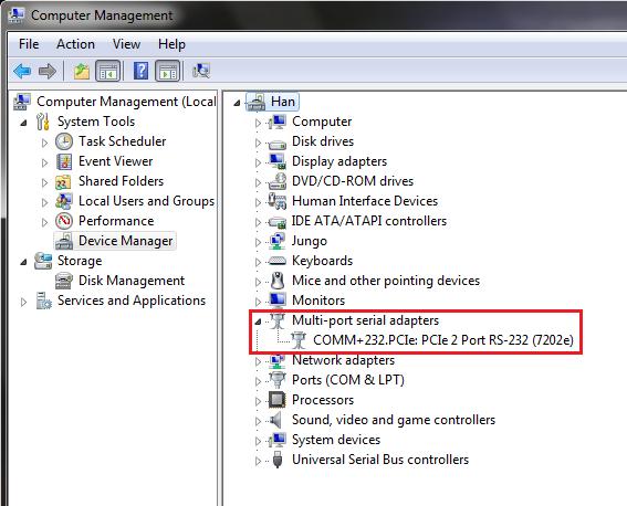 6. Right click on the entry for the 7202e device and click Uninstall in the fly out
