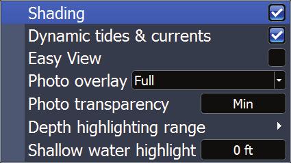 Dynamic tides and currents - Changes traditional stations to animated icons showing current direction, strength and tide levels Easy view - Increases the size of
