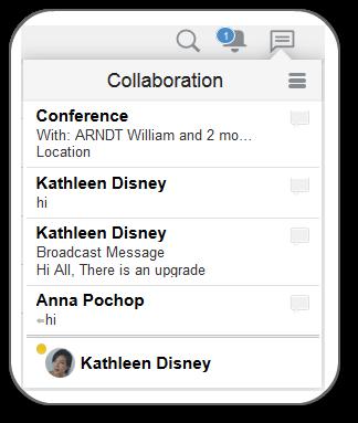 Chapter 3 Getting acquainted with the Collaboration UI The Address Book section separates the chats with the contacts. If there is no data available in the system (e.g. if there are no chats going on, or you have no contacts in the address book), a message appears prompting you to search for the contacts.